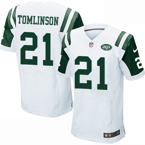 Men's Elite LaDainian Tomlinson Nike Jersey White Road - #21 NFL New York Jets